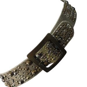 DAZZLING GOLD GENUINE LEATHER MEGA STUDDED & JEWELED BLING BELT! FITS 30"-34"
